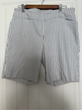 Women’s White and Navy Pinstripe Shorts